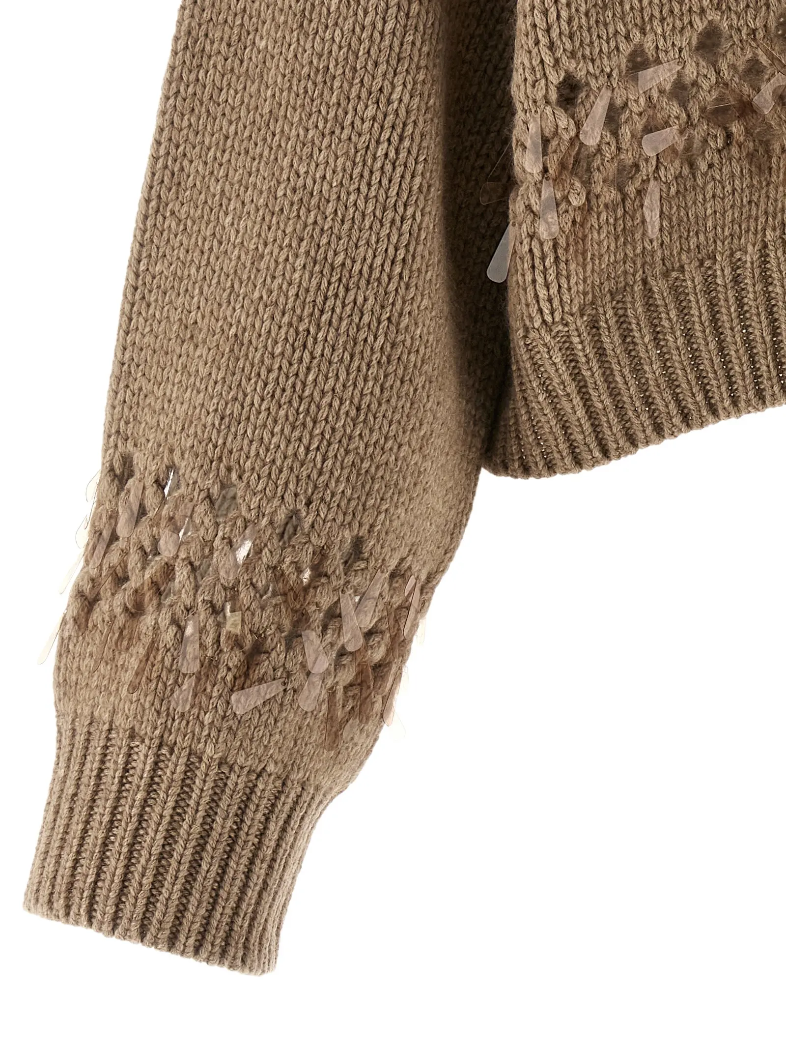 Светр Drop sequin Brunello Cucinelli Бежевий 4 Drop sequin sweater 100% cashmere BRUNELLO CUCINELLI Beige