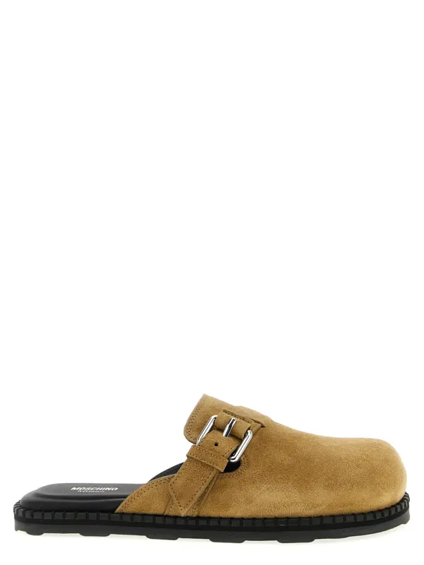Suede sabots MOSCHINO Beige
