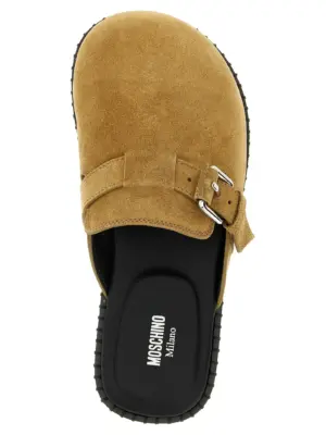 Suede sabots 100% leather MOSCHINO Beige