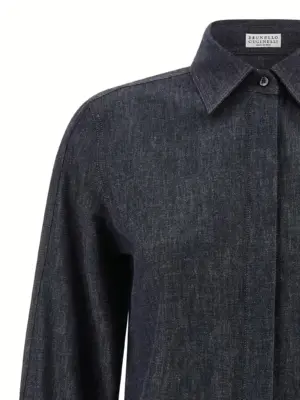 Monile denim shirt Woman BRUNELLO CUCINELLI Blue