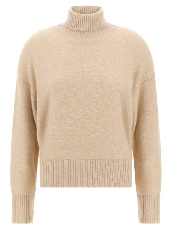 Sequin turtleneck sweater FABIANA FILIPPI Beige