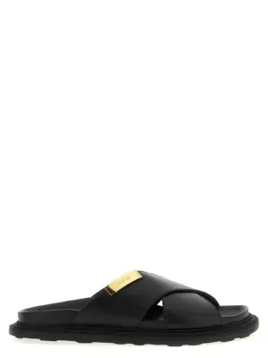 Leather sandals MOSCHINO Black