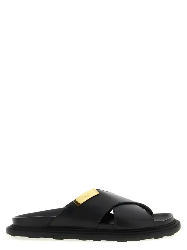 Leather sandals MOSCHINO Black