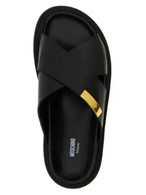 Leather sandals 100% leather MOSCHINO Black