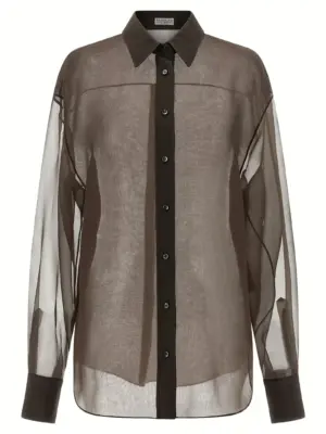 Organza shirt BRUNELLO CUCINELLI Brown