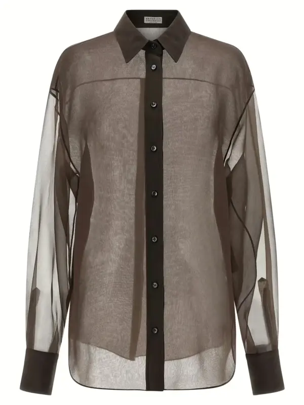 Organza shirt BRUNELLO CUCINELLI Brown