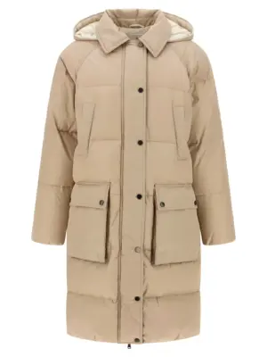 'Shiny Zipper Pull' down jacket BRUNELLO CUCINELLI Beige