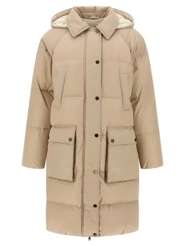 'Shiny Zipper Pull' down jacket BRUNELLO CUCINELLI Beige