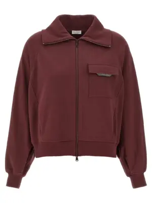 'Shiny Flap Detail' sweatshirt BRUNELLO CUCINELLI Bordeaux