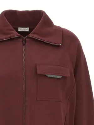 'Shiny Flap Detail' sweatshirt Woman BRUNELLO CUCINELLI Bordeaux