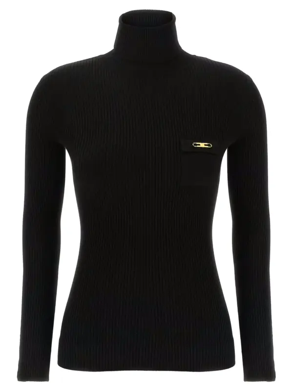 Ribbed turtleneck sweater ELISABETTA FRANCHI Black