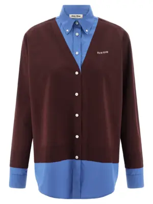 Poplin and cashmere shirt MIU MIU Multicolor