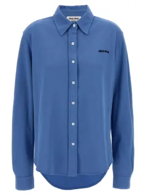 Piqué cotton shirt MIU MIU Light Blue