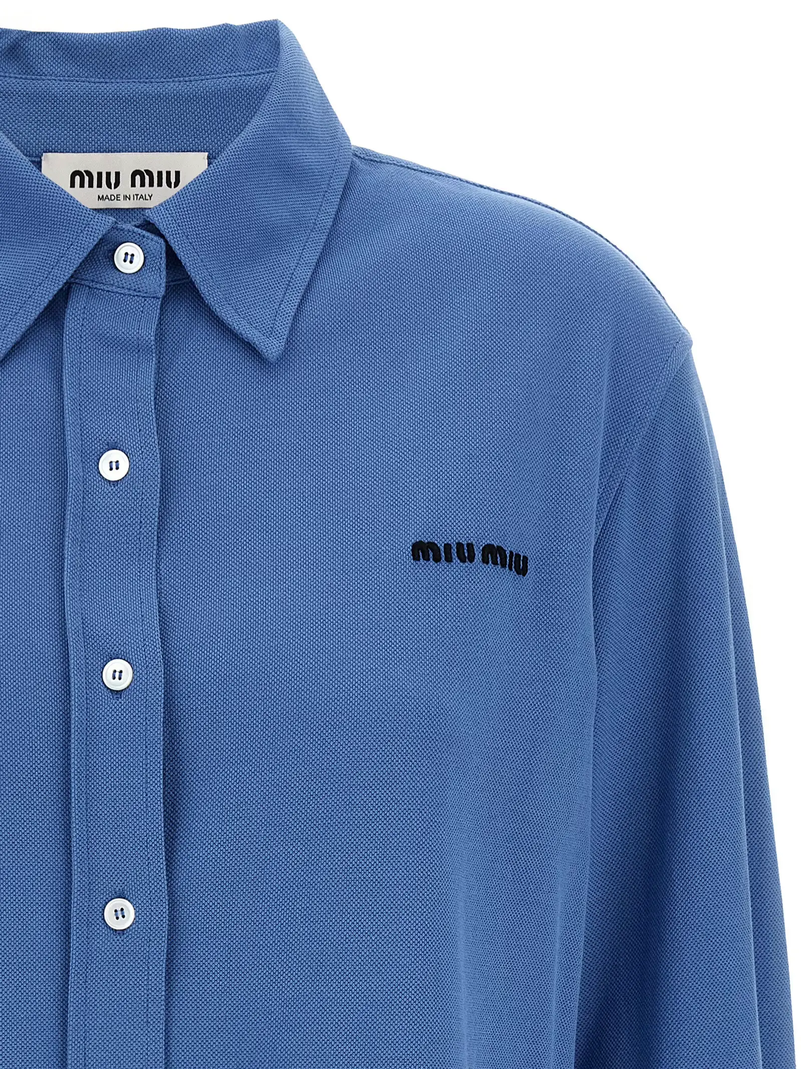 Сорочка піке з бавовни Miu Miu Блакитна 3 Piqué cotton shirt Woman MIU MIU Light Blue