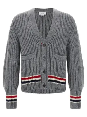 RWB tape cardigan THOM BROWNE Gray