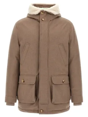 Flannel down jacket BRUNELLO CUCINELLI Beige
