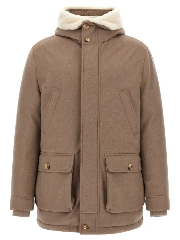 Flannel down jacket BRUNELLO CUCINELLI Beige