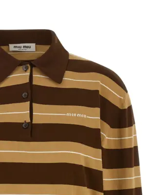Striped knitted polo shirt Woman MIU MIU Multicolor