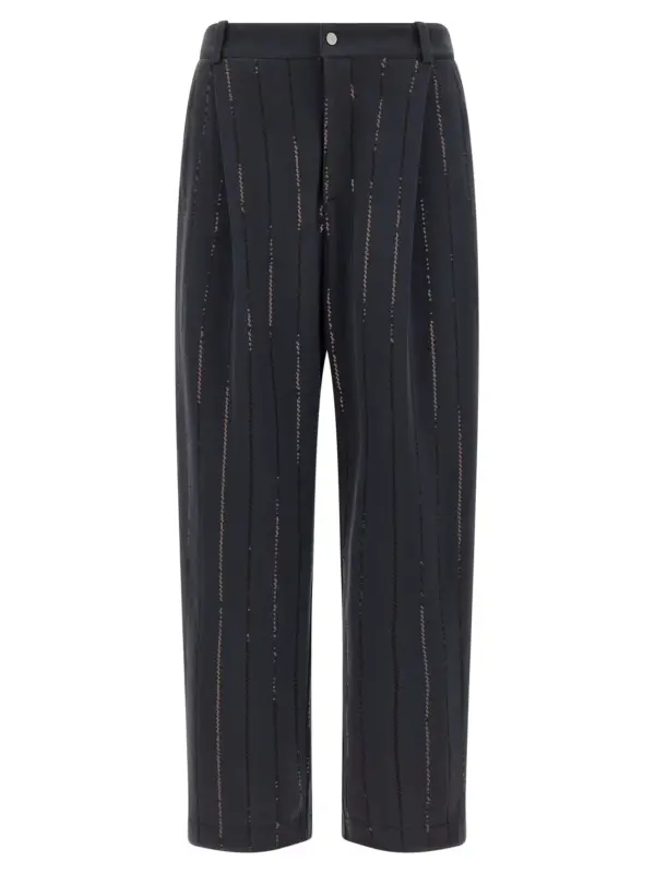'Dazzling Chalk Stripe Embroidery' joggers BRUNELLO CUCINELLI Gray