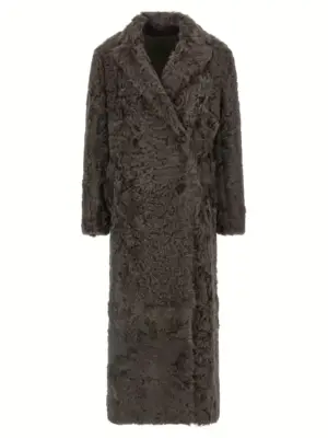 Wavy shearling coat BRUNELLO CUCINELLI Brown