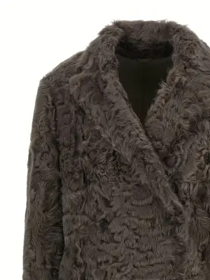 Wavy shearling coat Woman BRUNELLO CUCINELLI Brown