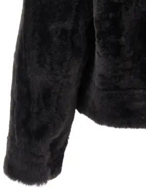 'Shiny Zipper Pull' shearling jacket 100% lamb leather (Ovis aries) BRUNELLO CUCINELLI Gray