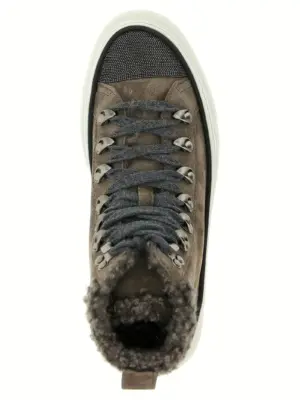'Precious Toe' sneakers 100% calfskin leather (Bos Taurus) BRUNELLO CUCINELLI Gray