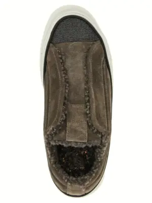 'Precious Toe' sneakers 100% calfskin leather (Bos Taurus) BRUNELLO CUCINELLI Gray