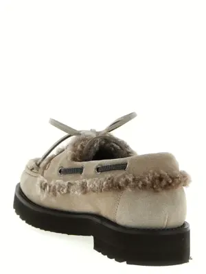 'Precious Insert' boat shoe Woman BRUNELLO CUCINELLI Gray