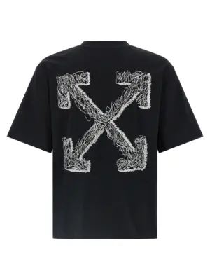 'Scribble Arrow Skate' T-shirt OMAA120F25JER00C10011001 OFF-WHITE White/Black