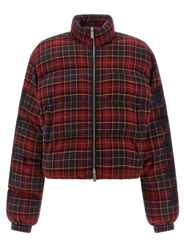 'Check Flan Arrow Spray' down jacket OFF-WHITE Bordeaux