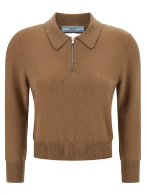 Wool polo shirt PRADA Beige