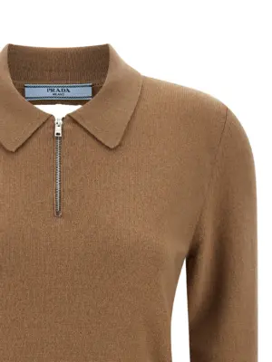 Wool polo shirt Woman PRADA Beige