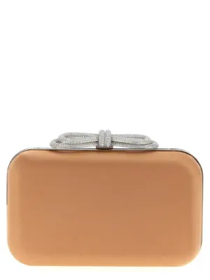 'Double Bow Satin' clutch MACH & MACH Beige