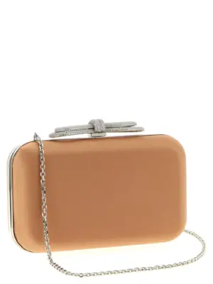 'Double Bow Satin' clutch PF25BG0002CRPLBR MACH & MACH Beige