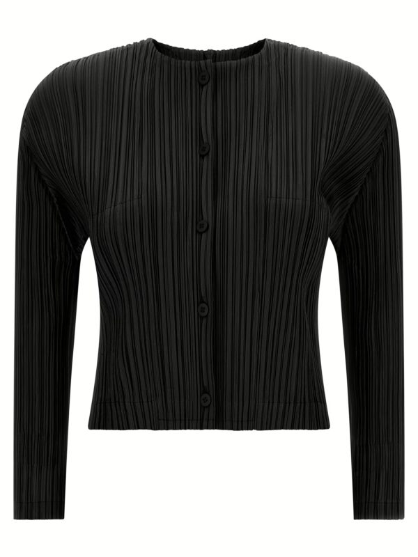 'Monthly Colors: August' cardigan PLEATS PLEASE ISSEY MIYAKE Black