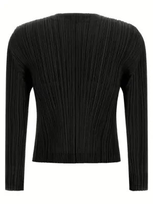 'Monthly Colors: August' cardigan PP58JO12415 PLEATS PLEASE ISSEY MIYAKE Black