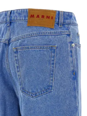 Pleat jeans 100% cotton MARNI Blue