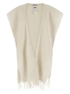 Bouclé yarn cape PESERICO White