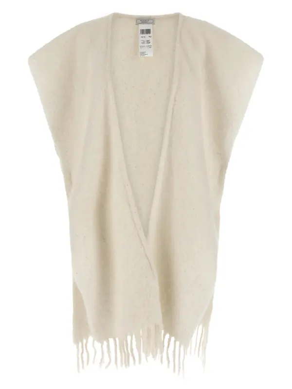 Bouclé yarn cape PESERICO White