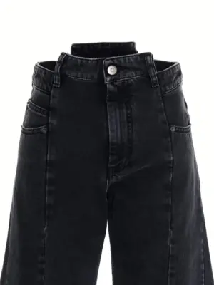 Jeans asymmetrical waist 100% cotton MAISON MARGIELA Black