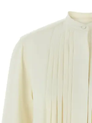 Pleated plastron shirt Woman BRIONI White