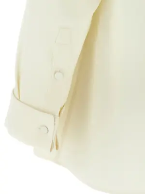 Pleated plastron shirt 100% silk BRIONI White