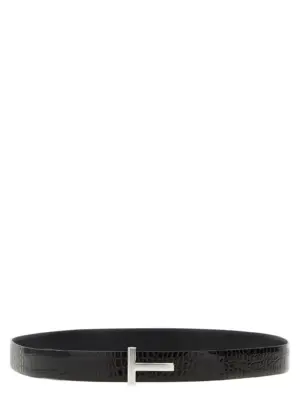 Reversible crocodile leather belt TOM FORD Brown