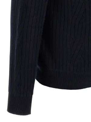 Ribbed and braid cardigan 80% wool 20% cashmere BRIONI Blue