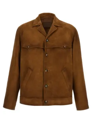 Suede blouson PRADA Brown