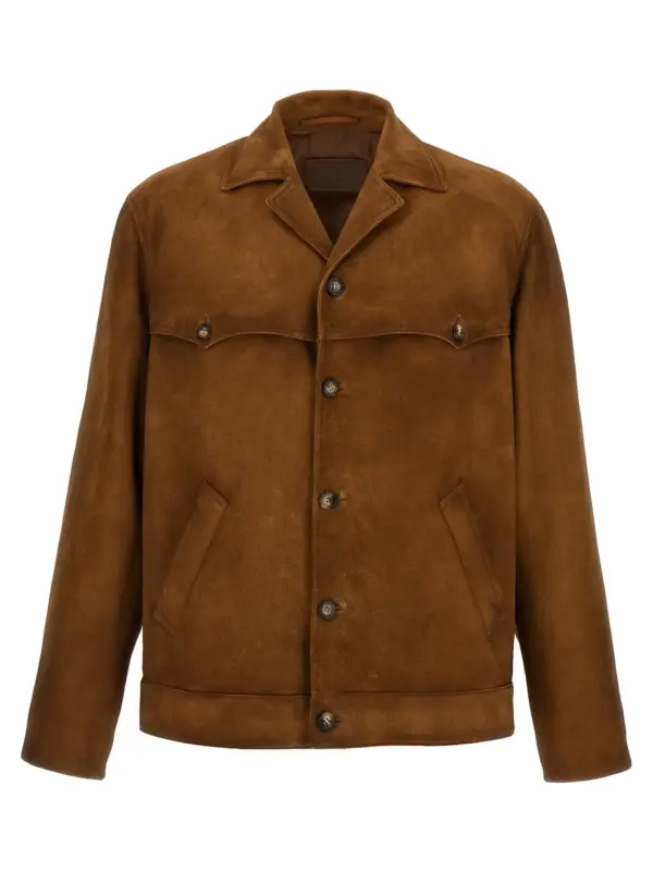 Suede blouson PRADA Brown