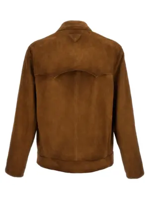 Suede blouson UPW567SOOO1V97F0005 PRADA Brown