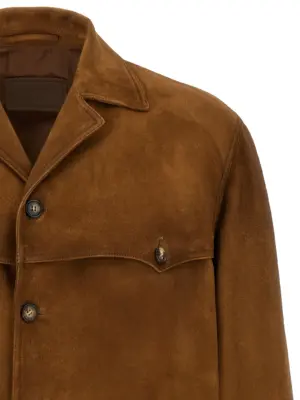 Suede blouson Man PRADA Brown