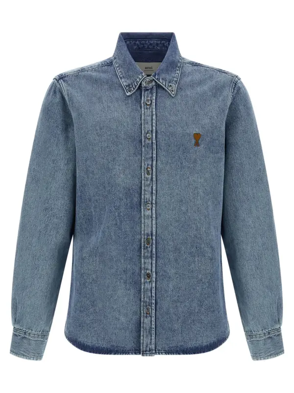 'Ami de Coeur' denim shirt AMI PARIS Blue